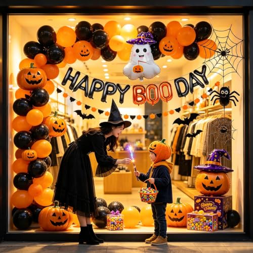 Halloween 16-Inch Foil Letter Balloons with Ghost Design for Party Decor