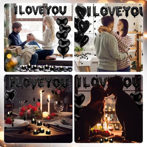 Black I Love You Balloons Set for Romantic Decor - Variation of THIS listing