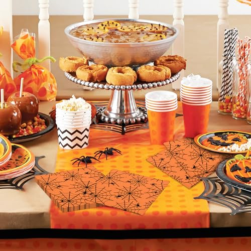 Halloween Spider Web Paper Napkins - 40 Pack, 13x13 Inches, Spooky Table Decor