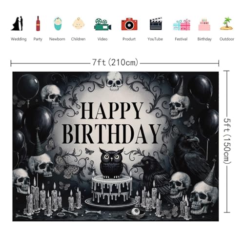 Halloween Photography Backdrop 7x5FT Gothic Style Birthday Banner