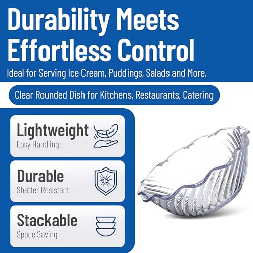 1 Pack Clear Plastic Dessert Bowls 13 oz - Break-Resistant, Dishwasher Safe