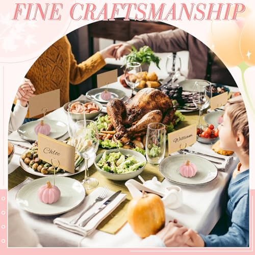 Thanksgiving Pumpkin Place Card Holders with Fall Cards - Pink, 40 Pcs