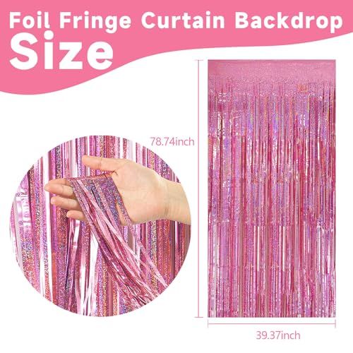 Pink Fringe Backdrop Set - 2 Pack 78.7"L x 39.4"W Party Decorations for Birthdays & Events