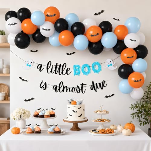 Blue Boo Baby Shower Decorations Kit - Halloween Pastel Blue & Spooky Theme