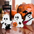 Halloween Ghost Decorations Set - Wooden Tiered Tray Indoor Home Decor