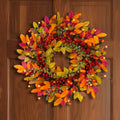 22 Inch Fall Berry Wreath for Front Door Outdoor Decor with Red Berries