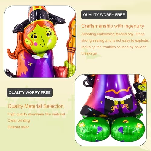 Halloween Witch Balloon - 49 Inch Self-Standing Foil Mylar Decoration - Witch Variation