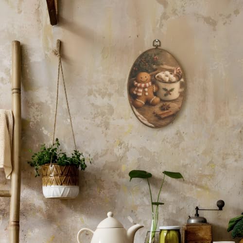 Christmas Oval Wall Art Canvas - LKETW Holiday Seasonal Decor 8.6x11.4 - Variation of Christmas25