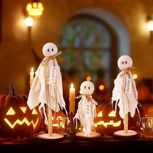 Halloween Ghost Decorations Set of 3 Indoor Table Centerpieces