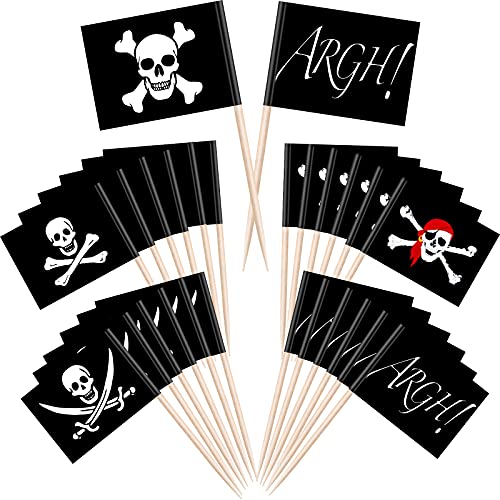 Halloween Pirate Cupcake Toppers - 100 Food Picks for Party Decor