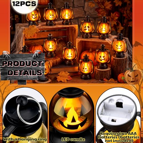 Halloween Mini Pumpkin Lantern Set - 12 Pcs 6 Inch Jack O Lantern Decorations