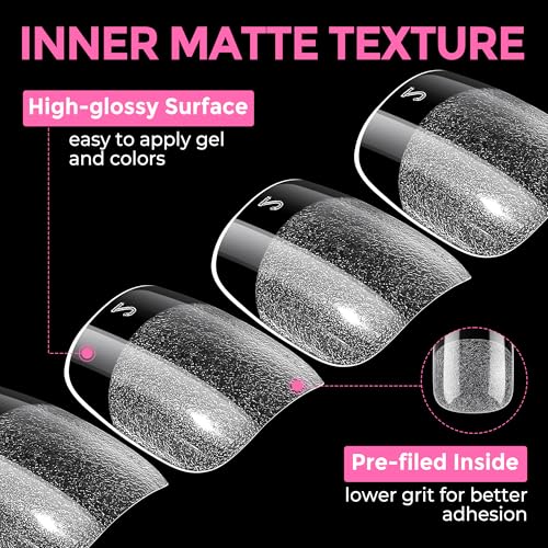 Extra Short Squoval Gel Nail Tips - 216pcs Pre-Shaped Half Matte, DIY Nails