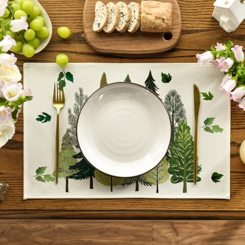 12x18 Inch Rectangular Placemats Set of 4 - Spring Leaves Table Decor
