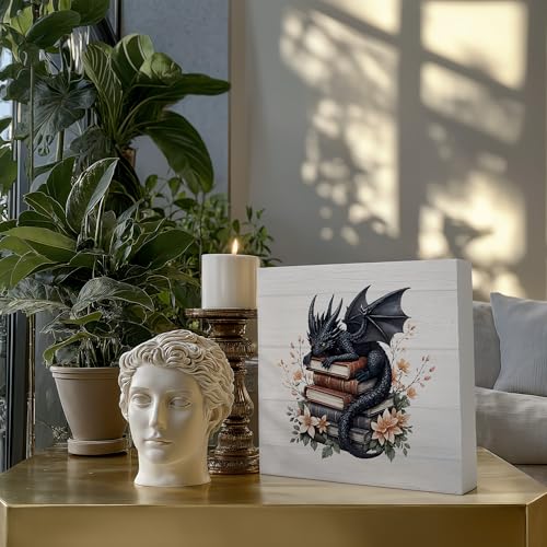 Black Dragon Book Sign - Home Decor for Book Lovers - Decor 017a
