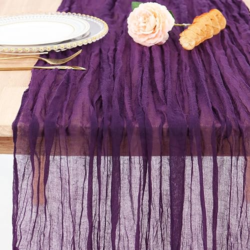 36x10FT Purple Cheesecloth Table Runner 2 Pack for Weddings & Events