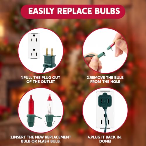 Red Christmas String Lights Outdoor 42.8FT 200 Incandescent Bulbs - Green Wire - Variation of THIS listing
