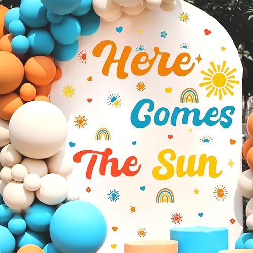 Here Comes The Son Stickers Baby Shower Party Decals Sun Theme Gender Reveal Backdrop - Sun 2