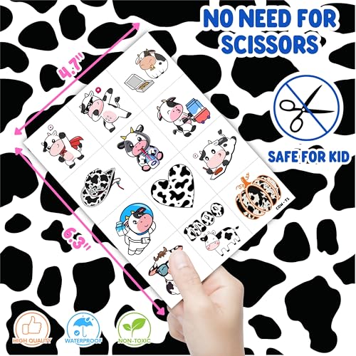 Kids Farm Animal Temporary Tattoos - Cow Design 96-Count Party Favors