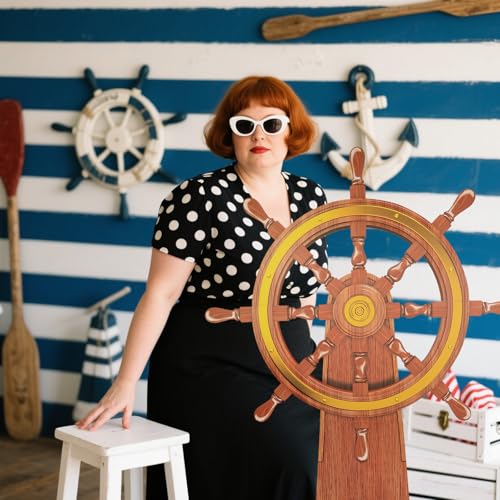 Nautical Ship Wheel Cardboard Cutout Standup for Party Decor & Photo Props