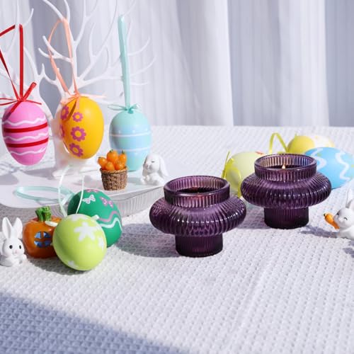 Purple Taper Candle Holders Set of 6 - Halloween Thanksgiving Party Decor Variation of Purple / 6