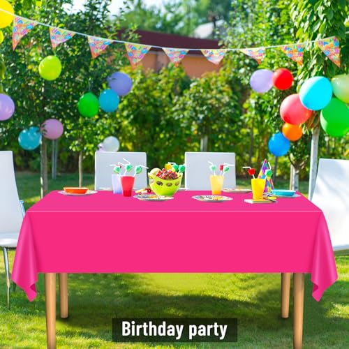 Hot Pink Plastic Tablecloth 15 Pack 54 x 108 Inch Rectangular Party Cover