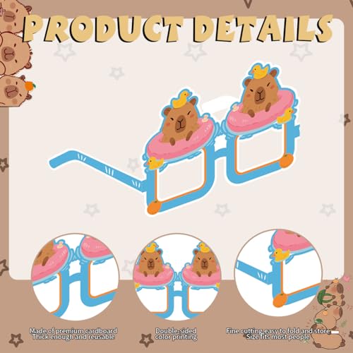 24 Pcs Realistic Capybara Glasses Party Props for Capybara Themed Events