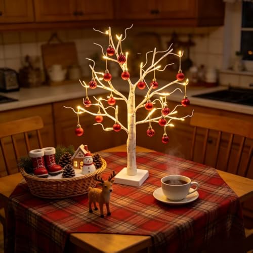 Mini Red Christmas Tree Ornaments 1.18 Inch - Fade Resistant Holiday Decor - 30 Pack