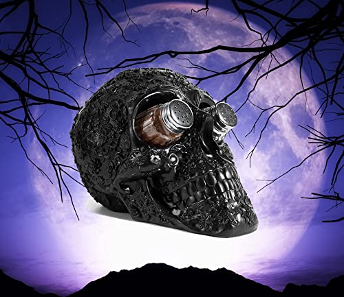 Skull Salt & Pepper Shaker Set - Halloween Kitchen Decor, Ceramic Spice Organizer