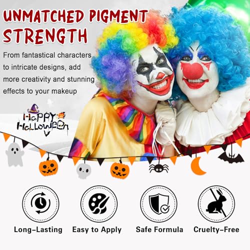 Halloween Joker Face & Body Paint Kit - White Black Red Clown Makeup Set