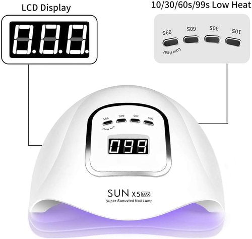 UV LED Nail Lamp 150W, Professional Nail Dryer Gel Polish Light, UV Nail Light with 4 Timer Setting, Nail Polish Curing Gel LED Dryer, Professional Nail Art Tools with Automatic Sensor (X5)