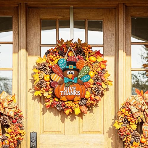 Leopard Pumpkin Fall Decor Sign for Front Door - Thanks Variation, Rustic Autumn Wall Art