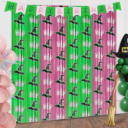 2 Pack Witch Foil Fringe Curtains Backdrop Halloween Party Decorations - 6.6 x 6.6 ft