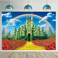 10x8FT Rainbow Floral Castle Backdrop - Yellow Brick Road Halloween Party Photography Background - Princess Birthday Decorations - Variation of THIS listing