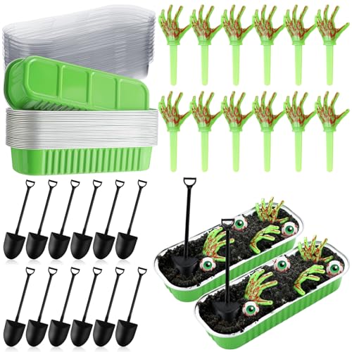 Halloween Zombie Hands Cake Decor Set - Green, 24 Pcs Cake Toppers & Supplies