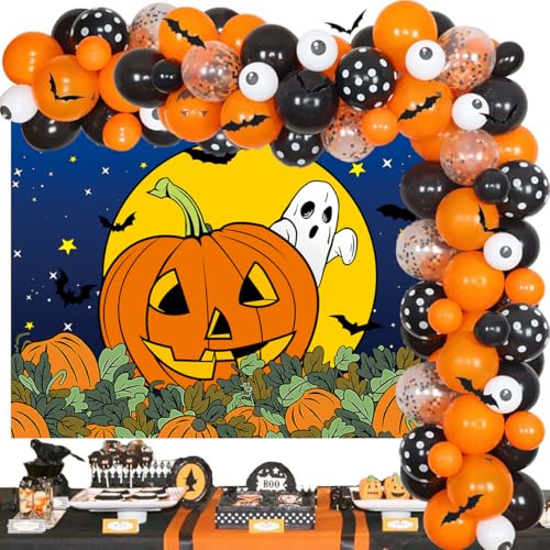 Halloween Pumpkin Field Backdrop 10x8FT for Photography - Starry Sky Night Moon Ghost Baby Shower Birthday Party Decorations