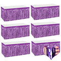 Light Purple Metallic Foil Fringe Table Skirts 6 Pack for Party Decor