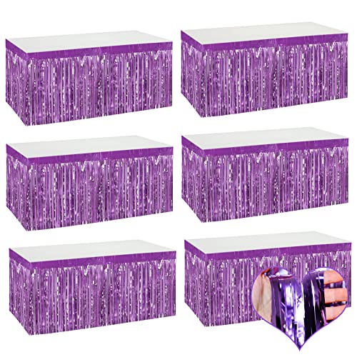 Light Purple Metallic Foil Fringe Table Skirts 6 Pack for Party Decor