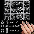 120PCS Silver Gothic Cross & Star Nail Charms - Retro Punk Manicure Decor