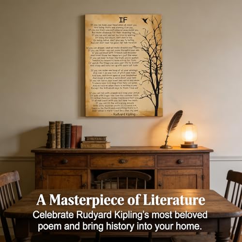 Kipling Poem Canvas Wall Art - 12x16 Inch Inspirational Decor with Frame & Hooks Variation of This Listing