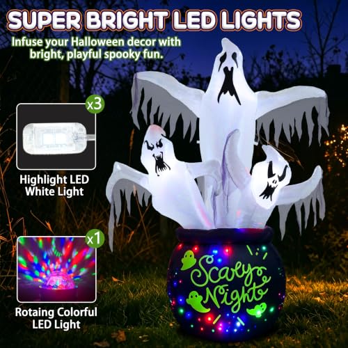 8FT Halloween Inflatable Ghost Outdoor Decoration - White Ghost Variant