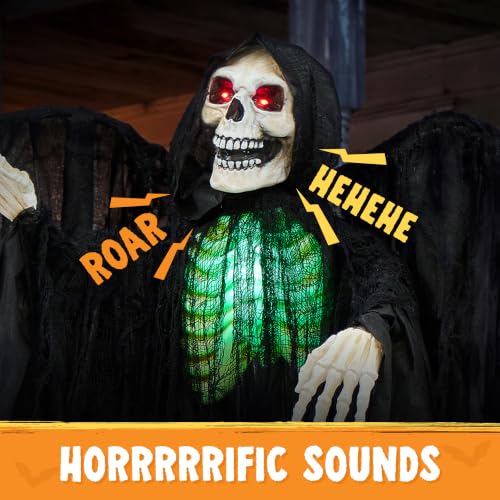 Halloween Animatronic Grim Reaper Life Size with Creepy Sound - Black Variation