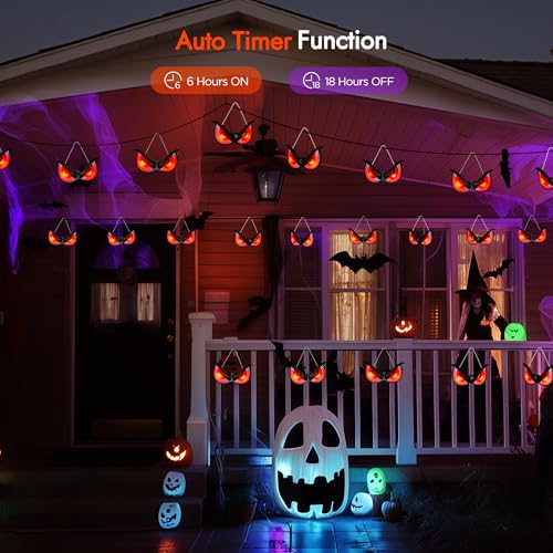 Halloween Flashing Spooky Eyes Lights 10 Pack - Realistic Light-Up Eyes with 3 Modes & Timer