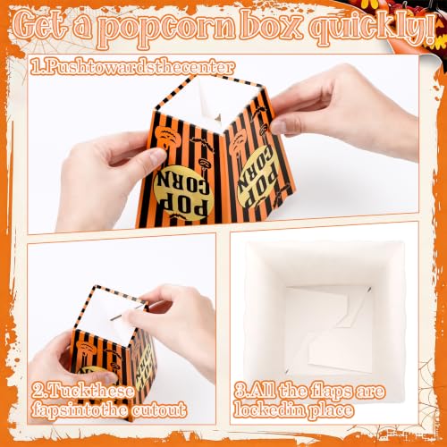 Halloween Popcorn Boxes - 100 Pack Cardboard Treat Containers for Parties