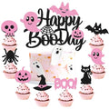 Halloween Cake Decorations Set with Ghost Pumpkin Skull Spider Bats Cupcake Toppers