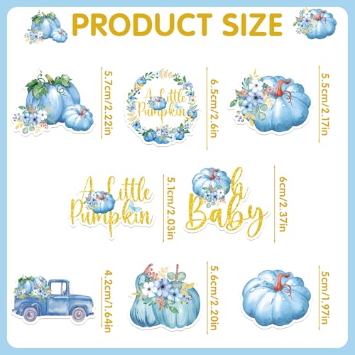 Little Pumpkin Baby Shower Cupcake Toppers Set - Autumn & Fall Decorations - 24 Pcs
