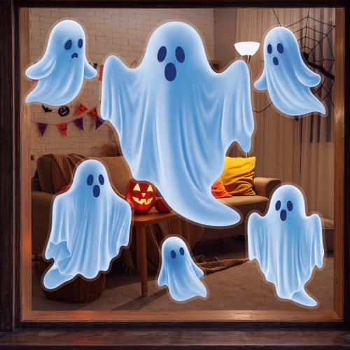 Halloween Ghost Window Clings - Spooky White Decor for Home & Office