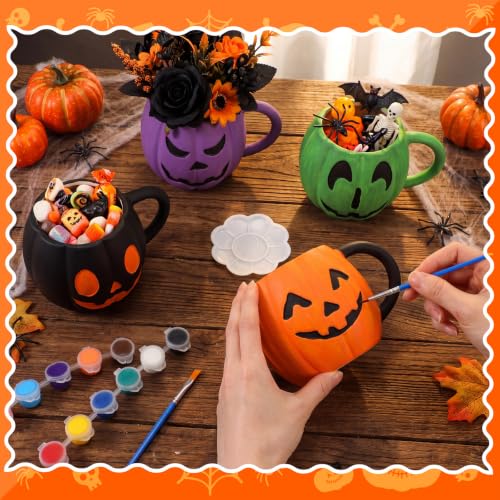Halloween Paint Your Own Mug Set - Pumpkin Pals with Painting Kit - 4 Pcs