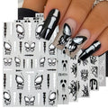 Halloween Horror Nail Stickers - Gothic Skull & Butterfly 3D Decals - 6 Sheets
