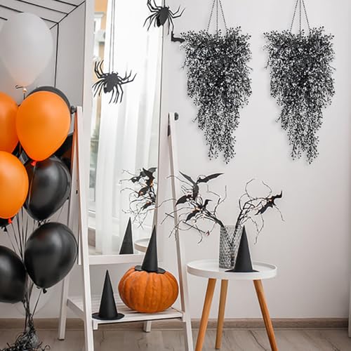 Artificial Hanging Wisteria Plants Set - Black & White, 4 Pack, 31.5 Inches