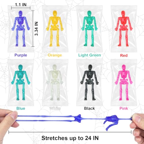 36 Pack Halloween Stretchy Skeleton Toys for Kids Boo Goodie Bags - Vibrant Colors